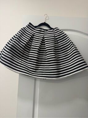 Express Black and White Striped Circle Skirt